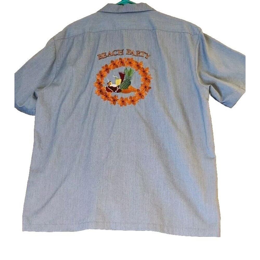 Caribbean Joe Beach Party Hawaiian Shirt Aloha Embroidered Button Up Sz Large‎